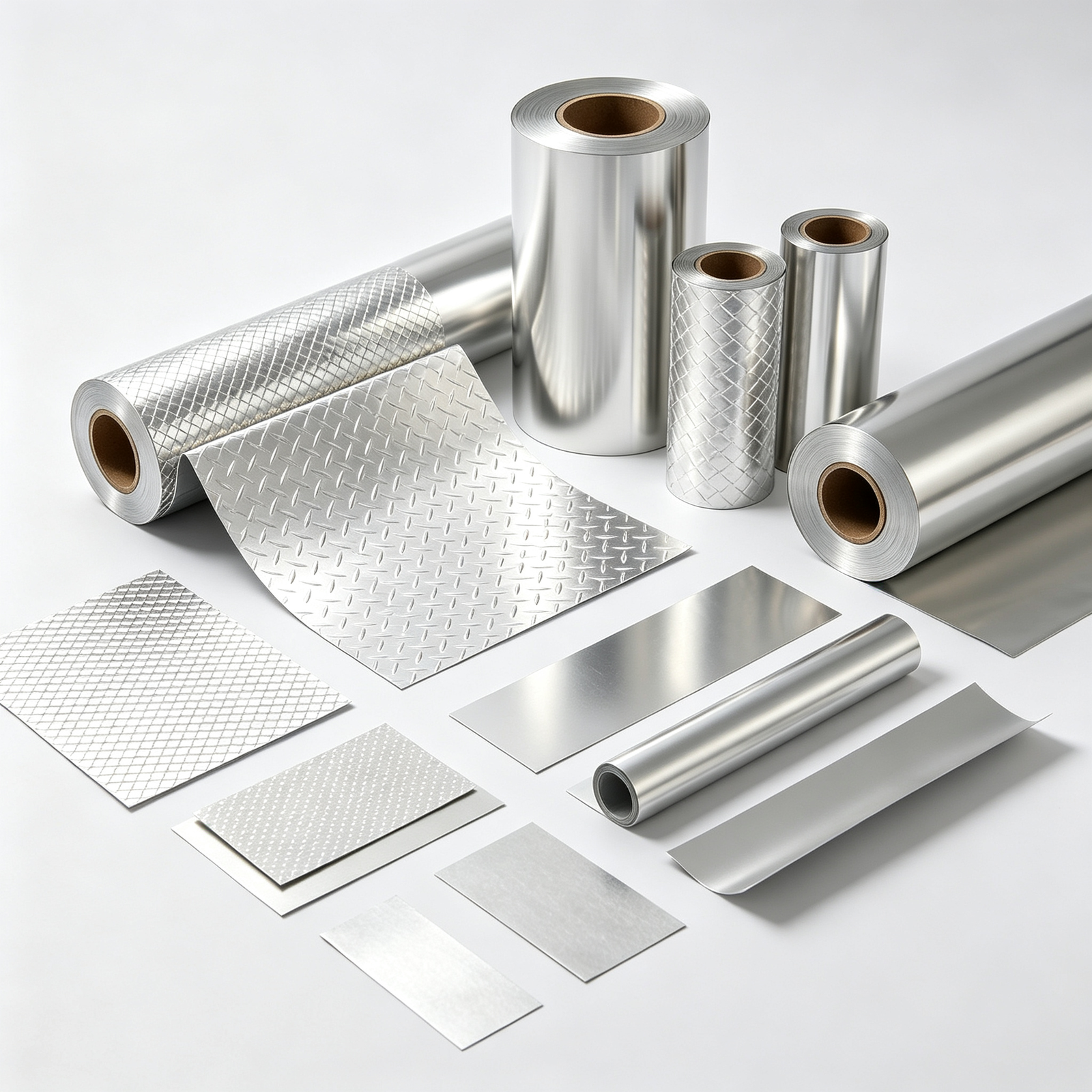 Various types and patterns of industrial aluminum foil rolls for thermal insulation