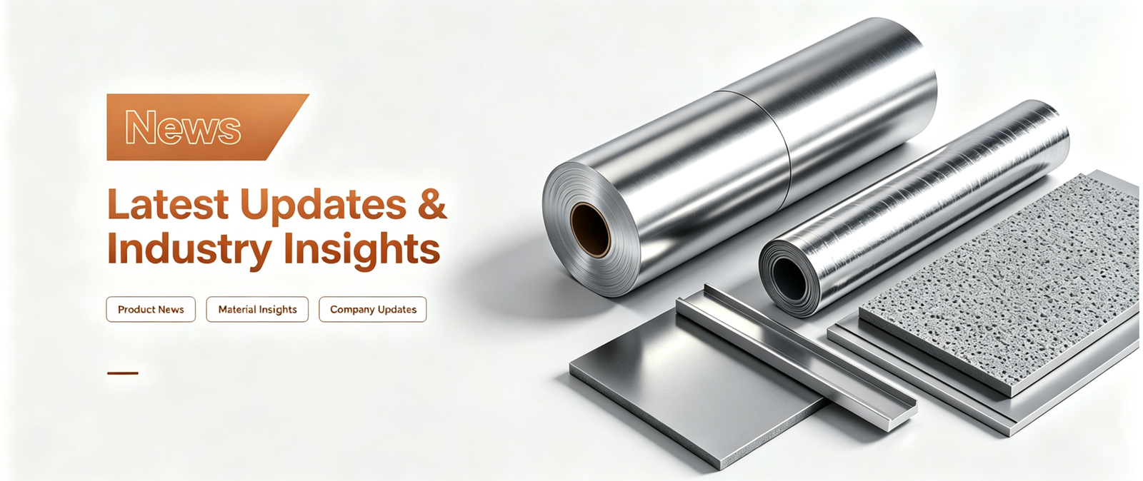 News banner with aluminum foil rolls and insulation materials for thermal insulation supplier